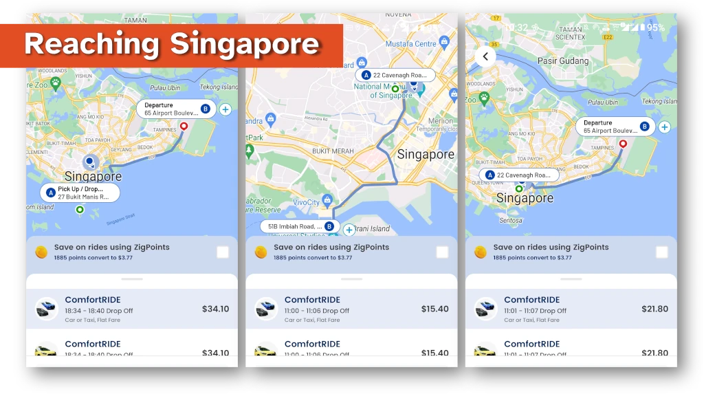 Taxi fare quotes in Singapore